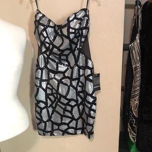 Arden B Black silver sequin bodycon dress